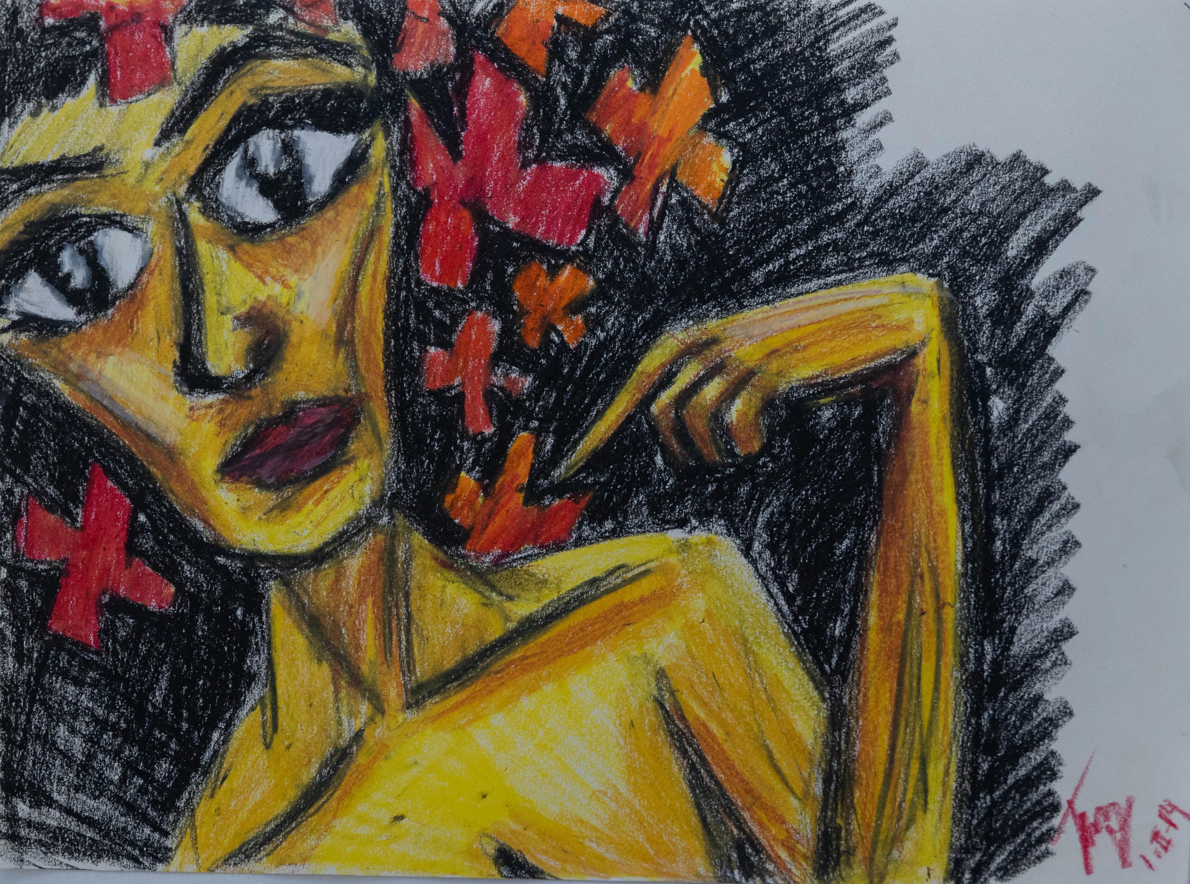La dama de las flores - Crazy Art - Lámina en ceras (2)-2.jpg